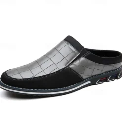 Men's Brown Croc-Embossed Leather Loafers – Stylish and Comfortable Slip-On Shoes for Casual and Formal Wear