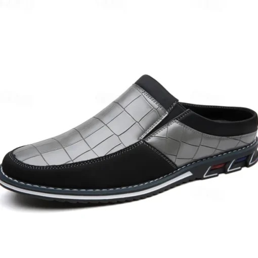 Men's Brown Croc-Embossed Leather Loafers – Stylish and Comfortable Slip-On Shoes for Casual and Formal Wear