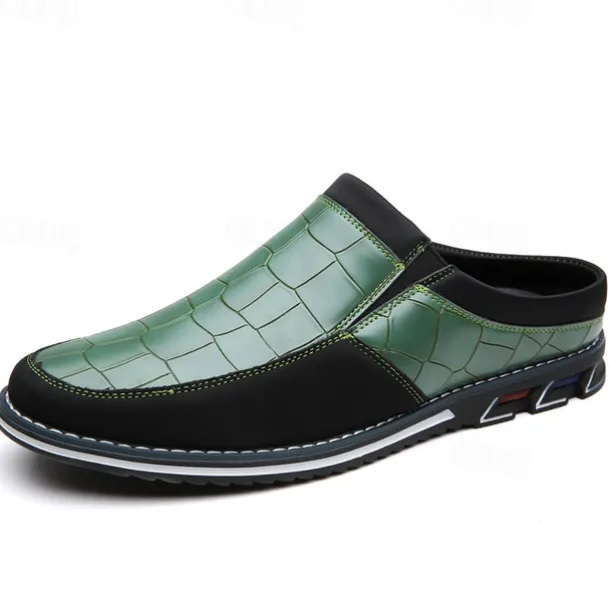 Men's Brown Croc-Embossed Leather Loafers – Stylish and Comfortable Slip-On Shoes for Casual and Formal Wear