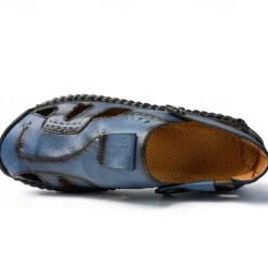 Men's Brown Faux Leather Sandals with Perforated Design, Adjustable Strap, and Durable Sole – Comfortable for Casual Wear, Outdoor and Summer Activities