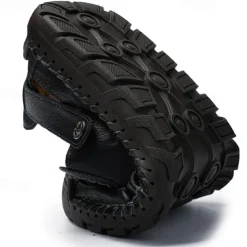 Men's Brown Faux Leather Sandals with Perforated Design, Adjustable Strap, and Durable Sole – Comfortable for Casual Wear, Outdoor and Summer Activities