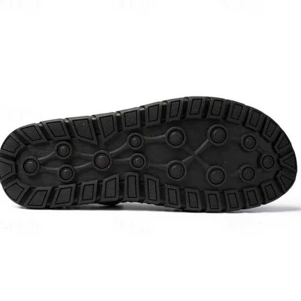 Men's Brown Faux Leather Sandals with Perforated Design, Adjustable Strap, and Durable Sole – Comfortable for Casual Wear, Outdoor and Summer Activities