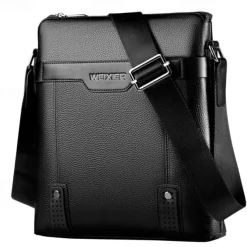 Men's Brown Faux Leather Shoulder Bag – Business Crossbody Messenger Bag for Work & Travel
