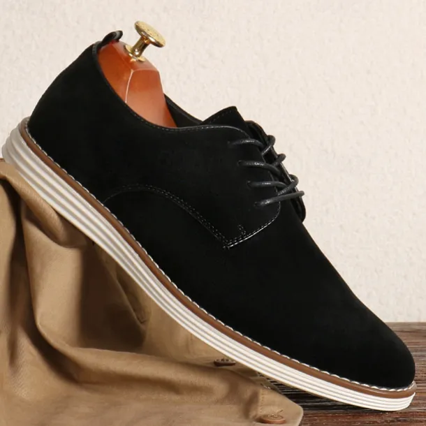 Men's Brown Faux Suede Oxford Shoes Classic Lace-Up Design with Contrast Stitching Ideal for Business Casual Office Work and Semi-Formal Events
