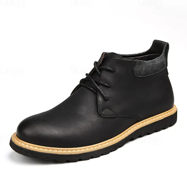 Men's Brown Leather Ankle Boots with Lace-Up Design and Durable Sole – Stylish Casual Footwear for Everyday and Outdoor Wear