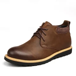 Men's Brown Leather Ankle Boots with Lace-Up Design and Durable Sole – Stylish Casual Footwear for Everyday and Outdoor Wear