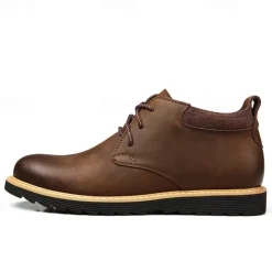 Men's Brown Leather Ankle Boots with Lace-Up Design and Durable Sole – Stylish Casual Footwear for Everyday and Outdoor Wear