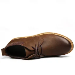 Men's Brown Leather Ankle Boots with Lace-Up Design and Durable Sole – Stylish Casual Footwear for Everyday and Outdoor Wear