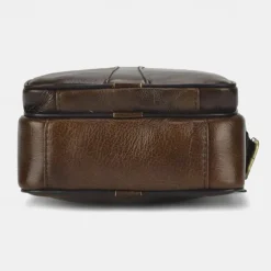 Men's Brown Leather Crossbody Bag with Multiple Zipper Pockets and Adjustable Strap, Vintage Small Shoulder Bag for Travel, Work and Daily Use