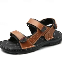 Men's Brown Leather Outdoor Sandals with Adjustable Straps – Durable and Comfortable Hiking Sandals