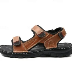 Men's Brown Leather Outdoor Sandals with Adjustable Straps – Durable and Comfortable Hiking Sandals