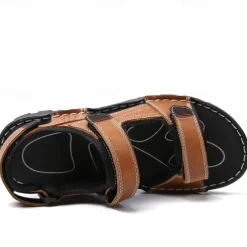 Men's Brown Leather Outdoor Sandals with Adjustable Straps – Durable and Comfortable Hiking Sandals
