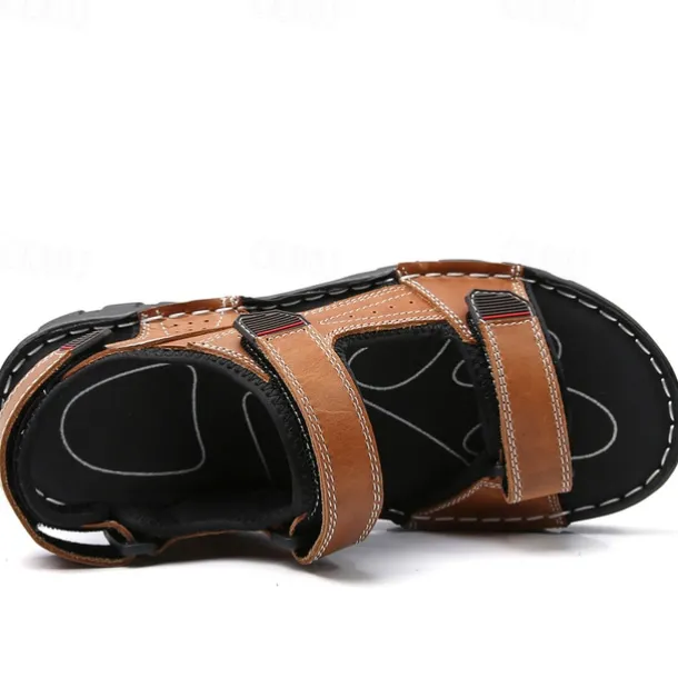 Men's Brown Leather Outdoor Sandals with Adjustable Straps – Durable and Comfortable Hiking Sandals