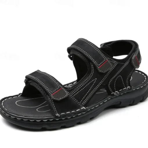 Men's Brown Leather Outdoor Sandals with Adjustable Straps – Durable and Comfortable Hiking Sandals