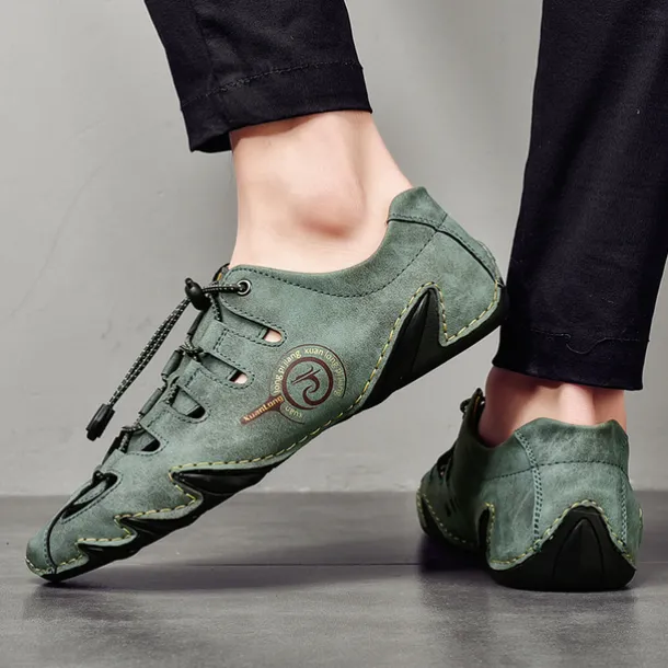 Men's Brown Leather Outdoor Sandals with Secure Lace-Up Design - Perfect for Hiking and Casual Wear