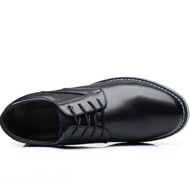 Men's Brown Leather Oxford Shoes with Non-Slip Rubber Sole - Stylish and Comfortable Dress Shoes for Formal and Casual Wear