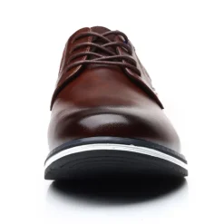Men's Brown Leather Oxford Shoes with Non-Slip Rubber Sole - Stylish and Comfortable Dress Shoes for Formal and Casual Wear