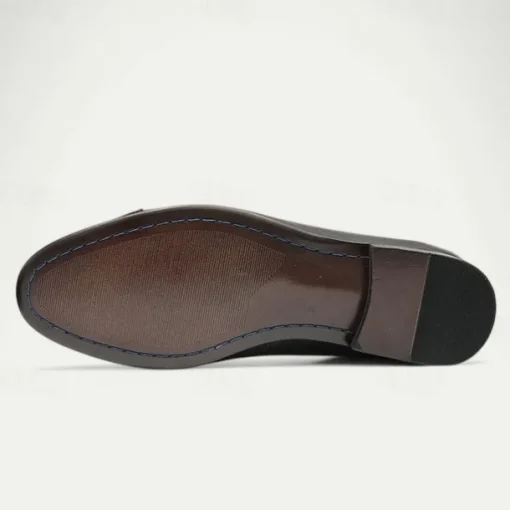 Men's Brown Leather Tassel Loafers with Brogue Detailing, Classic Slip-On Dress Shoes for Weddings, Parties and Formal Events