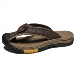 Men's Brown Outdoor Flip-Flops with Durable Sole – Comfortable and Lightweight Sandals for Hiking, Beach, and Casual Wear