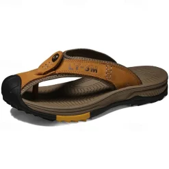 Men's Brown Outdoor Flip-Flops with Durable Sole – Comfortable and Lightweight Sandals for Hiking, Beach, and Casual Wear
