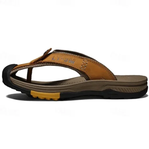 Men's Brown Outdoor Flip-Flops with Durable Sole – Comfortable and Lightweight Sandals for Hiking, Beach, and Casual Wear