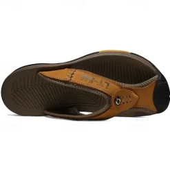 Men's Brown Outdoor Flip-Flops with Durable Sole – Comfortable and Lightweight Sandals for Hiking, Beach, and Casual Wear