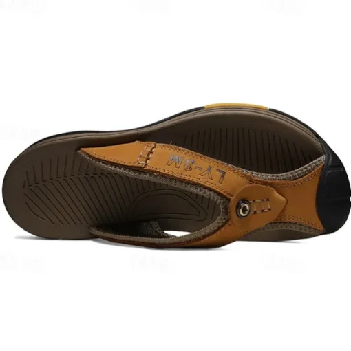 Men's Brown Outdoor Flip-Flops with Durable Sole – Comfortable and Lightweight Sandals for Hiking, Beach, and Casual Wear