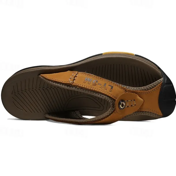Men's Brown Outdoor Flip-Flops with Durable Sole – Comfortable and Lightweight Sandals for Hiking, Beach, and Casual Wear