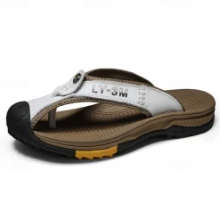 Men's Brown Outdoor Flip-Flops with Durable Sole – Comfortable and Lightweight Sandals for Hiking, Beach, and Casual Wear