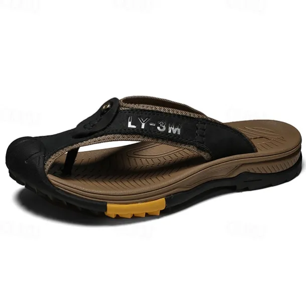 Men's Brown Outdoor Flip-Flops with Durable Sole – Comfortable and Lightweight Sandals for Hiking, Beach, and Casual Wear