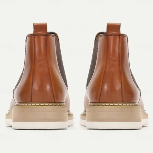 Men's Brown Premium Cowhide Chelsea Boots with White Sole - Elegant and Comfortable for Casual and Formal Wear