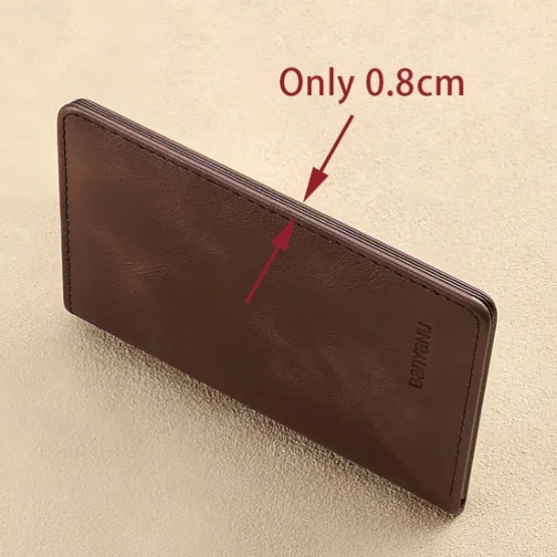 Men's Brown RFID Blocking Leather Bifold Wallet with ID Window and Multiple Card Slots, Slim Anti-Theft Wallet for Business, Travel and Everyday Use