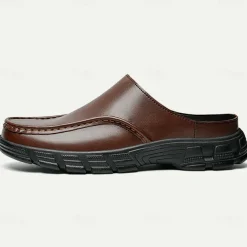 Men's Brown Slip-On Mules with Cushioned Sole - Comfortable and Stylish Footwear for Casual Wear