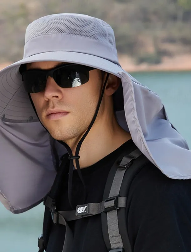 Men's Bucket Hat Sun Hat Fishing Hat Boonie hat Hiking Hat Navy Blue Light Grey Polyester Streetwear Stylish Casual Outdoor Daily Going out Plain UV Sun Protection Sunscreen Quick Dry Lightweight