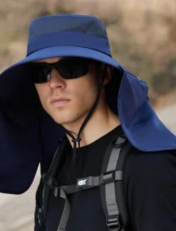 Men's Bucket Hat Sun Hat Fishing Hat Boonie hat Hiking Hat Navy Blue Light Grey Polyester Streetwear Stylish Casual Outdoor Daily Going out Plain UV Sun Protection Sunscreen Quick Dry Lightweight