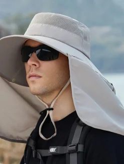 Men's Bucket Hat Sun Hat Fishing Hat Boonie hat Hiking Hat Navy Blue Light Grey Polyester Streetwear Stylish Casual Outdoor Daily Going out Plain UV Sun Protection Sunscreen Quick Dry Lightweight