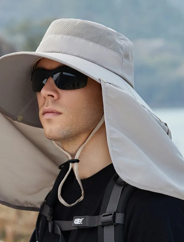 Men's Bucket Hat Sun Hat Fishing Hat Boonie hat Hiking Hat Navy Blue Light Grey Polyester Streetwear Stylish Casual Outdoor Daily Going out Plain UV Sun Protection Sunscreen Quick Dry Lightweight