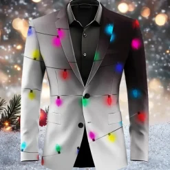 Men's bulb Long Sleeve Turndown Artistic Casual Party Evening Wear Daily Buttons 3D Print Multi Pocket