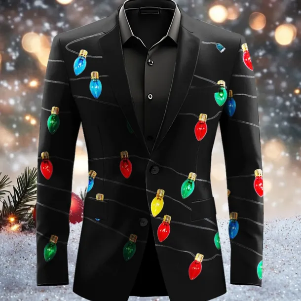 Men's bulb Long Sleeve Turndown Artistic Casual Party Evening Wear Daily Buttons 3D Print Multi Pocket