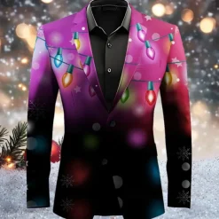 Men's bulb Long Sleeve Turndown Artistic Casual Party Evening Wear Daily Buttons 3D Print Multi Pocket