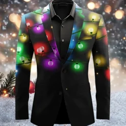 Men's bulb Long Sleeve Turndown Artistic Casual Party Evening Wear Daily Buttons 3D Print Multi Pocket