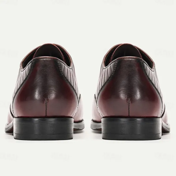 Men's Burgundy Leather Wingtip Oxford Dress Shoes - Stylish Formal Footwear for Weddings and Business Meetings