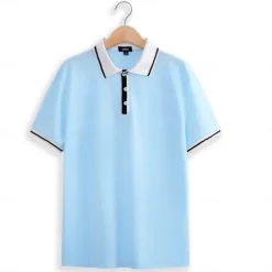 Men's Business Polo Pique Polo Shirt Business Casual Ribbed Polo Collar Classic Short Sleeve Color Block Patchwork Embroidered Summer Spring & Fall Dark Grey Black Burgundy Navy Blue Royal Blue