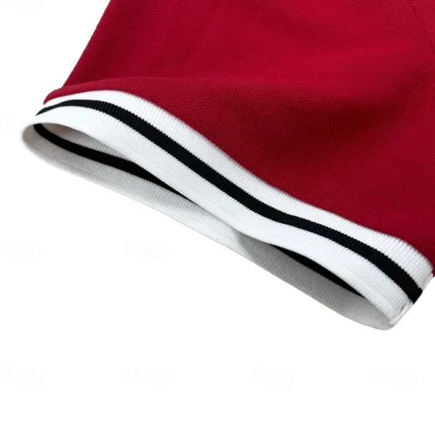 Men's Business Polo Pique Polo Shirt Business Casual Ribbed Polo Collar Classic Short Sleeve Color Block Patchwork Embroidered Summer Spring & Fall Dark Grey Black Burgundy Navy Blue Royal Blue