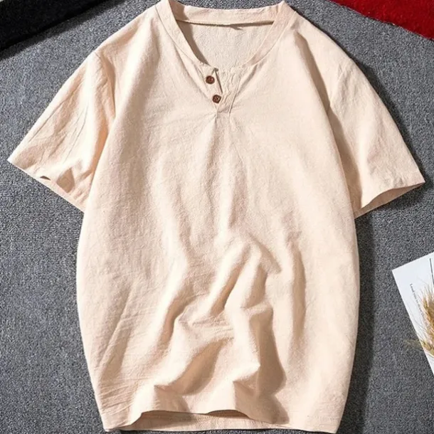 Men's Button T Shirt Henley Shirt Tee Short Sleeve Shirt Short Sleeve Henley Summer Solid / Plain Color Fashion Designer Fashion Vacation Street Going out Navy Black White Top Tee for Men