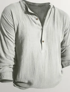 Men's Button T Shirt Henley Shirt Long Sleeve Shirt Long Sleeve Henley Spring & Fall Plain Designer Basic Modern Contemporary Vacation Street Going out Black White Royal Blue Top Tee for Men