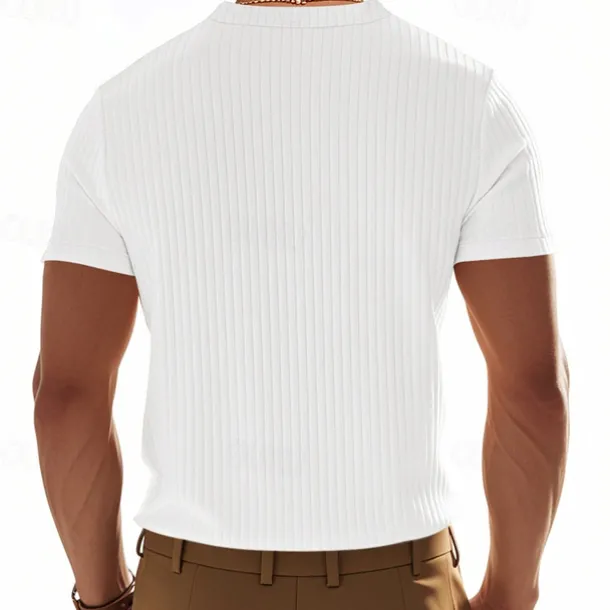 Men's Button T Shirt T Shirt Henley Shirt Tee Short Sleeve Henley Summer Spring Plain Fashion Designer Basic Jacquard Vacation Street Going out Black White Red Top Tee for Men