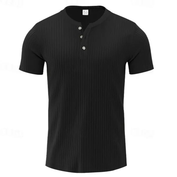 Men's Button T Shirt T Shirt Henley Shirt Tee Short Sleeve Henley Summer Spring Plain Fashion Designer Basic Jacquard Vacation Street Going out Black White Red Top Tee for Men