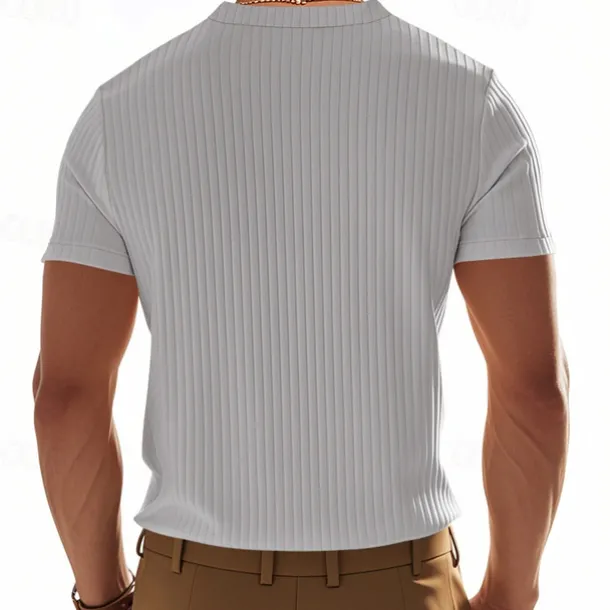 Men's Button T Shirt T Shirt Henley Shirt Tee Short Sleeve Henley Summer Spring Plain Fashion Designer Basic Jacquard Vacation Street Going out Black White Red Top Tee for Men