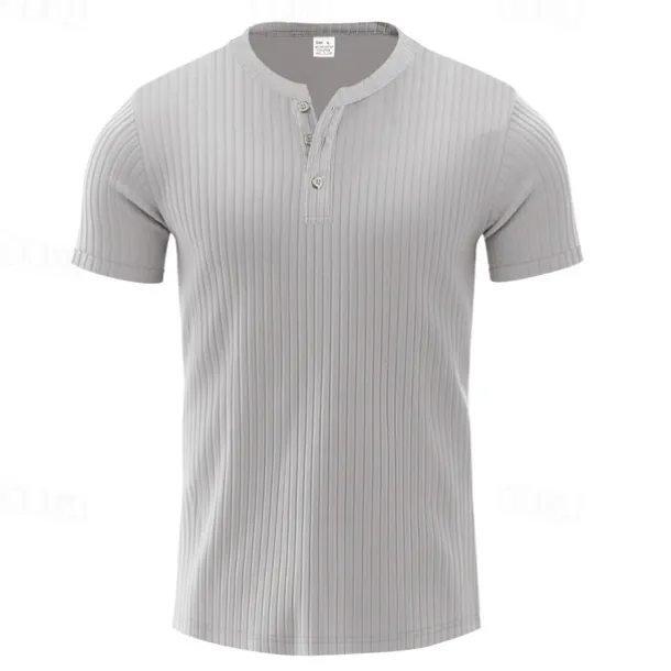 Men's Button T Shirt T Shirt Henley Shirt Tee Short Sleeve Henley Summer Spring Plain Fashion Designer Basic Jacquard Vacation Street Going out Black White Red Top Tee for Men